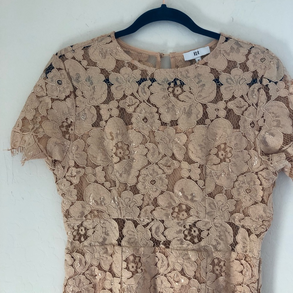 NSR Lace Short Sleeve Sheath Midi Dress sz Medium - Picture 10 of 10